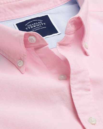Button-Down Collar Washed Oxford Shirt - Pink