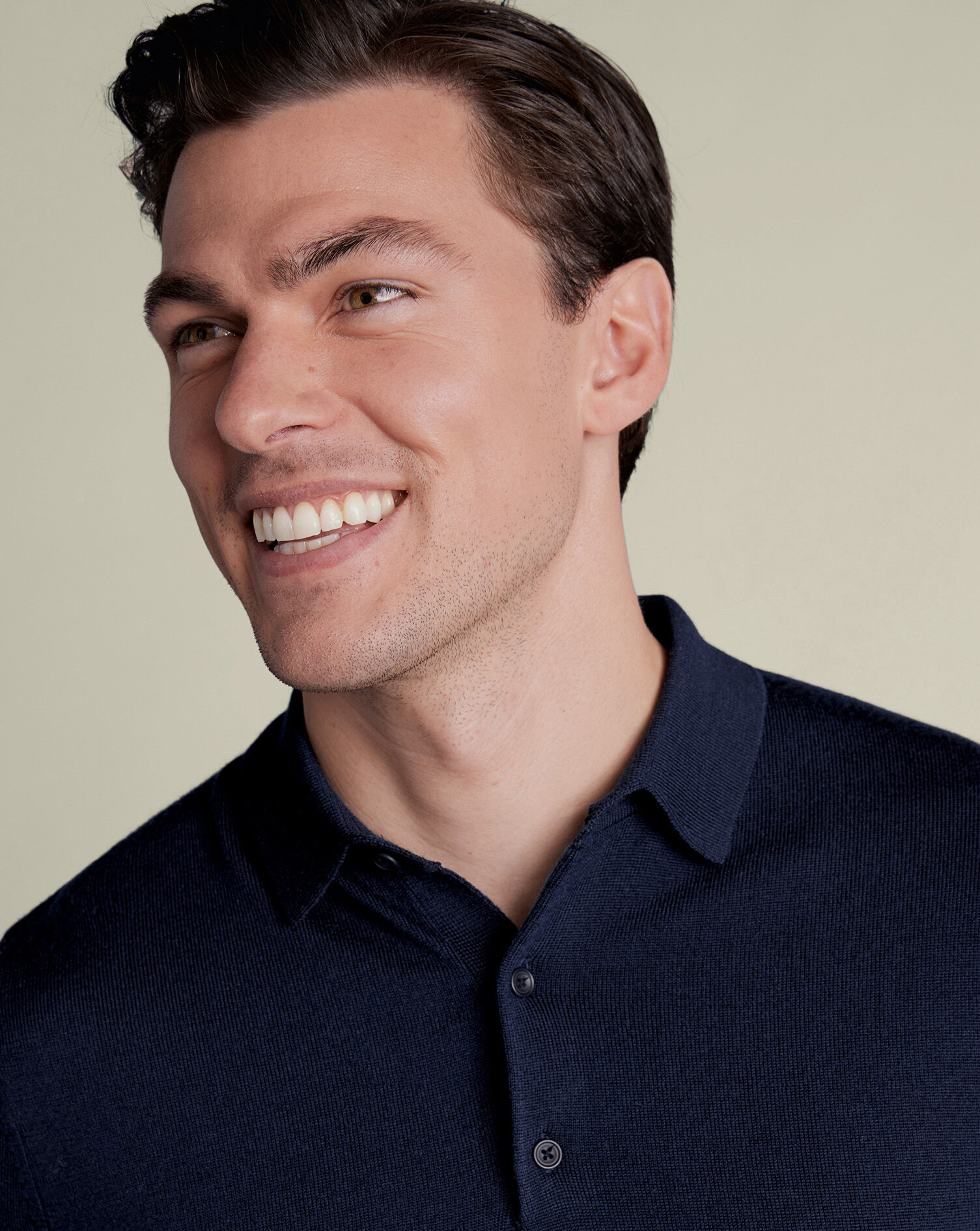 Merino Polo Sweater - Navy