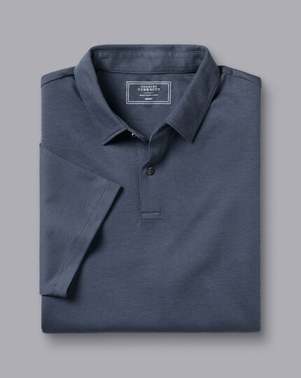 Combed Cotton Polo - Steel Blue