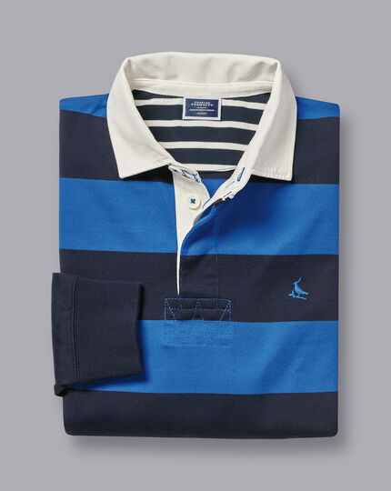Bold Stripe Rugby Shirt - Navy & Blue