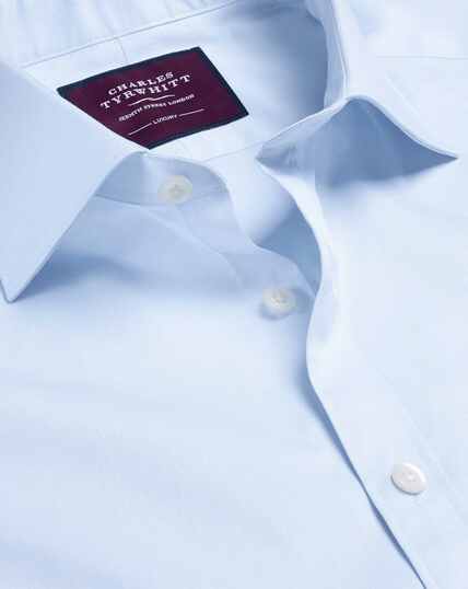 Semi-Cutaway Collar Luxury Twill Shirt - Sky