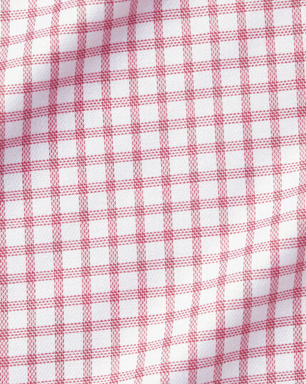 Semi-Spread Collar Egyptian Cotton Twill Fine Check Shirt - Dark Pink
