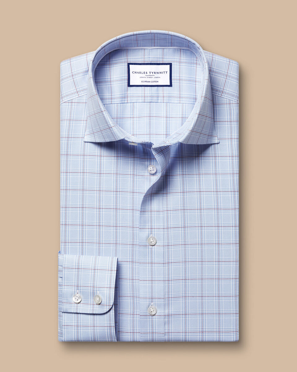 Luxury Prince Of Wales Check Shirt - Sky Blue