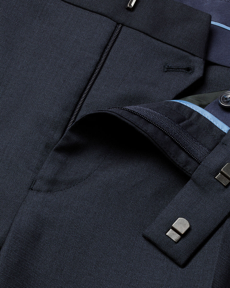 Natural Stretch Twill Suit Trousers - Navy
