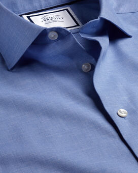 Semi-Cutaway Non-Iron Cotton Linen Shirt  -  Cobalt Blue