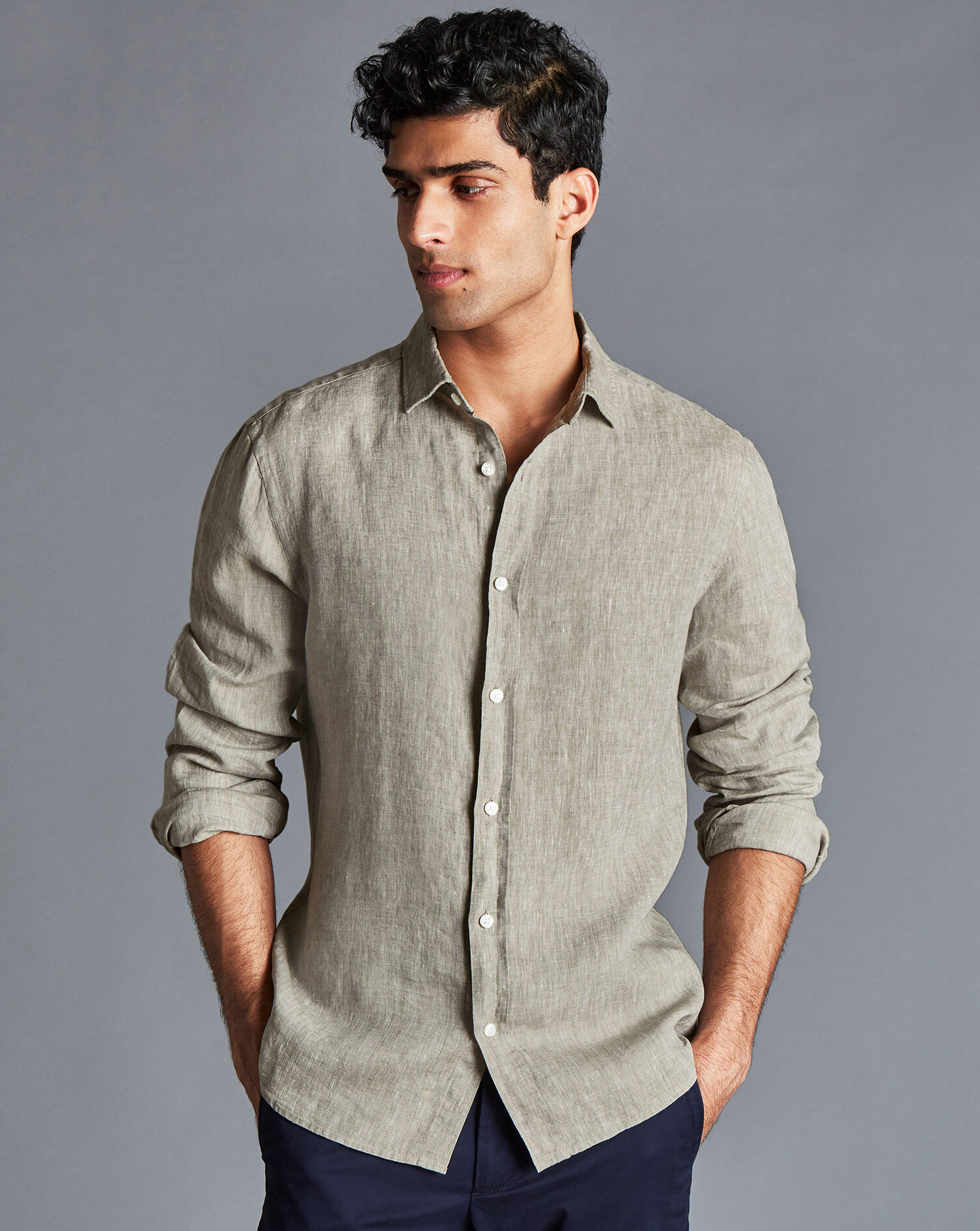 linen shirt olive green