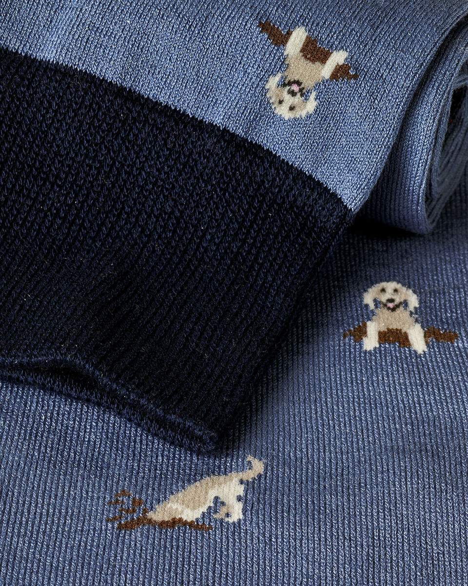 Chaussettes à motif chien - Bleu jean