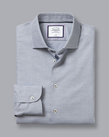 Semi-Spread Collar Non-Iron Stretch Texture Spot Shirt - Blue