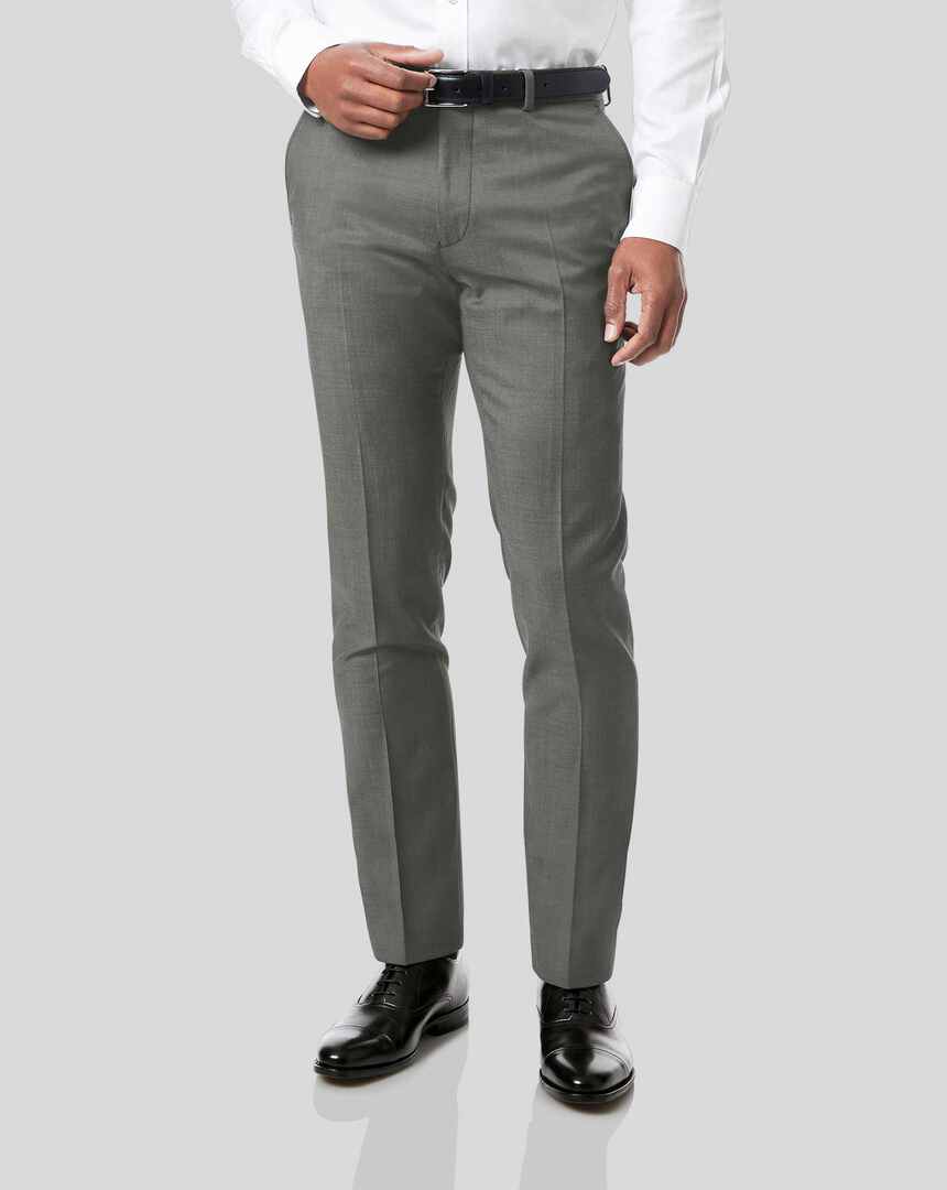 Italian Pindot Suit Pants - Grey 