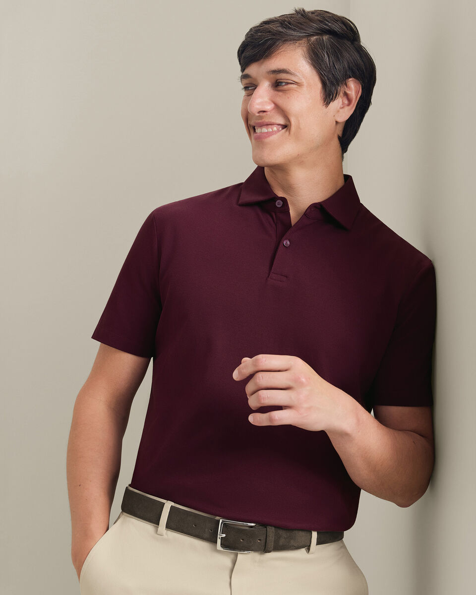 Smart Pique Polo - Wine Red