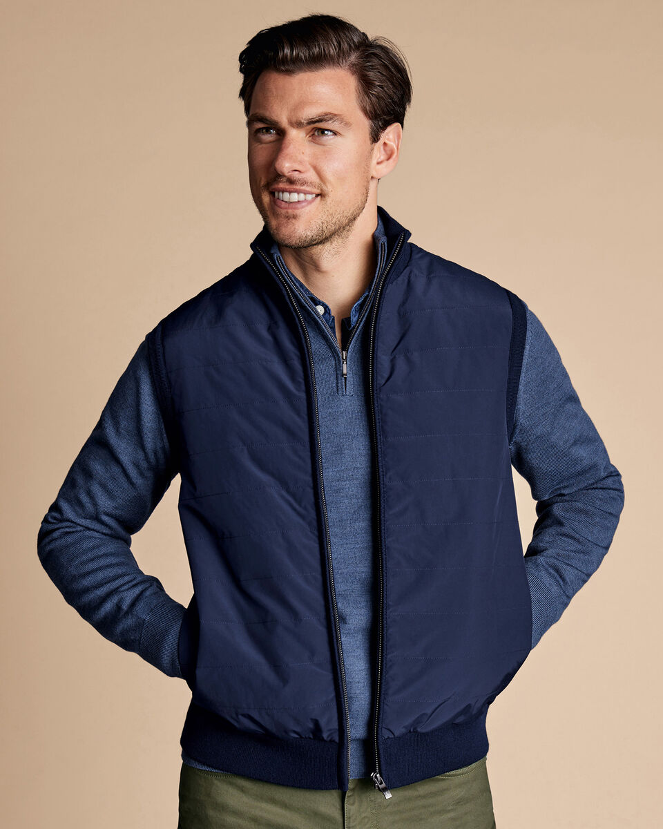 Performance Funnel Neck Jacket - Navy | Charles Tyrwhitt