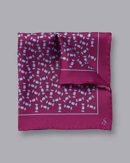Sweet Print Pocket Square - Dark Pink