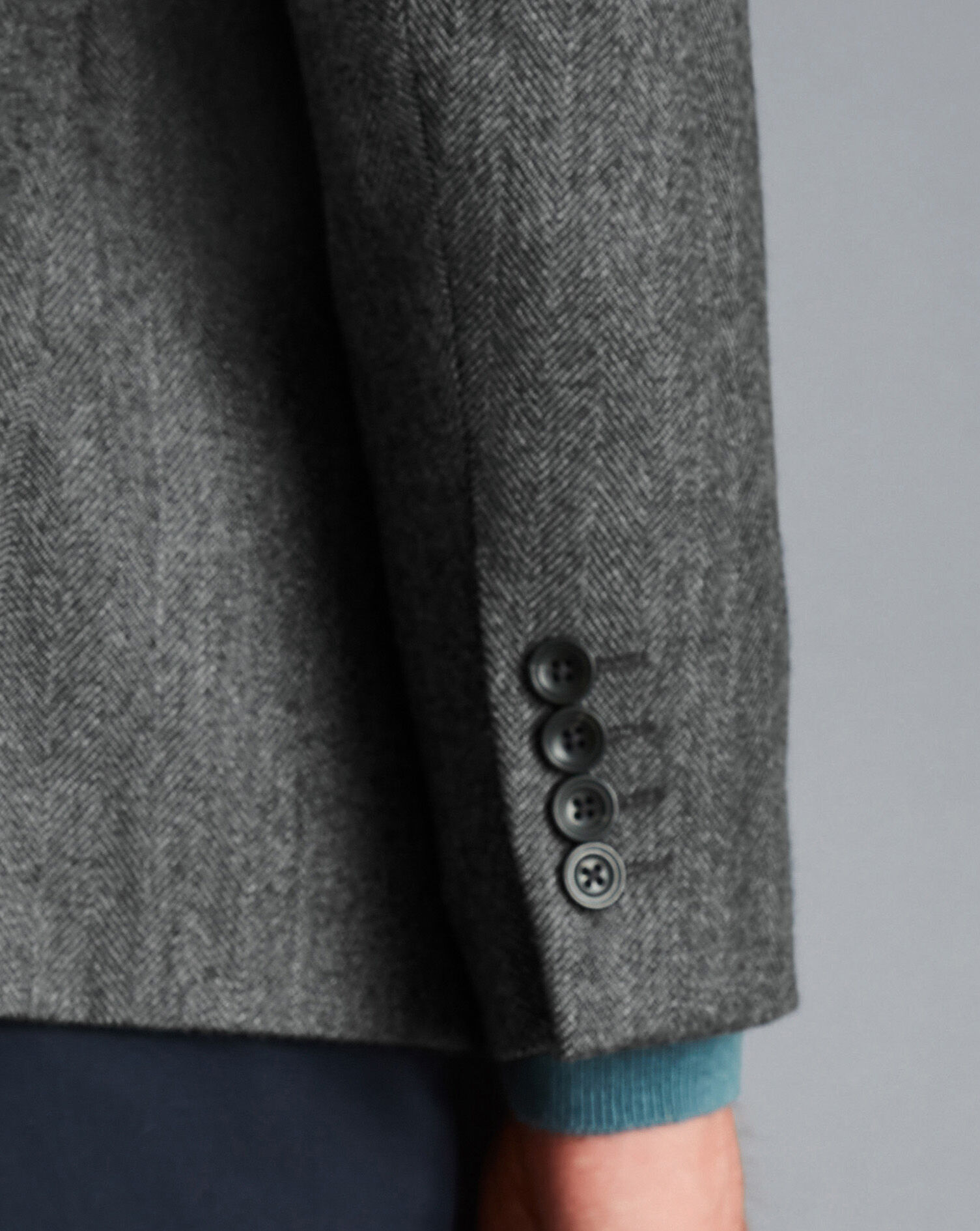 Herringbone Wool Texture Jacket - Dark Grey | Charles Tyrwhitt