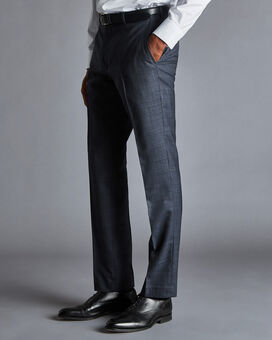 Prince of Wales Check Suit Pants - Steel Blue
