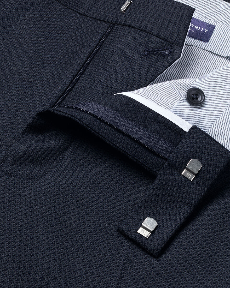 Italian Luxury Birdseye Suit Pants - Navy