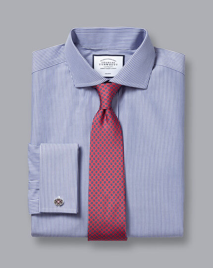 Spread Collar Non-Iron Bengal Stripe Shirt - Royal Blue