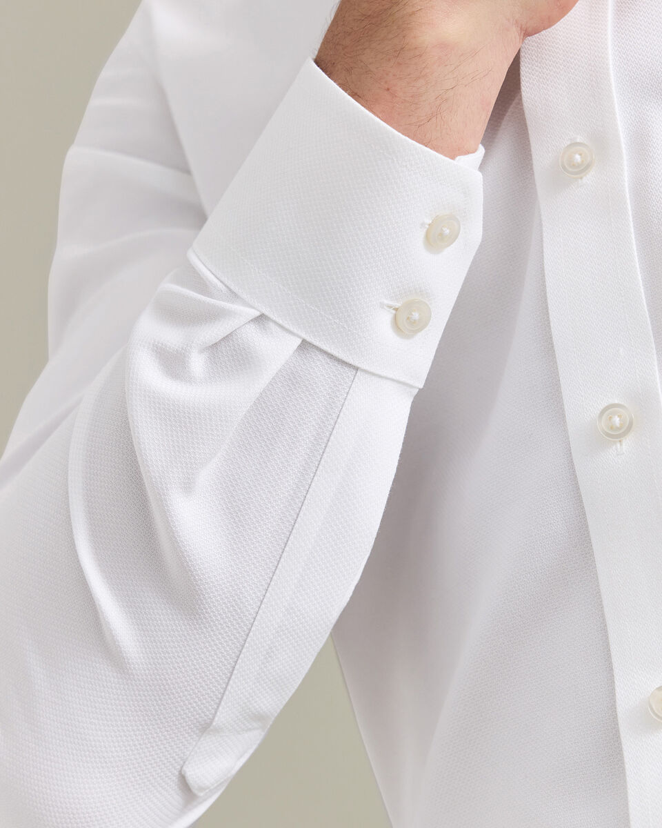 Chemise &agrave; tissage Trafalgar extensible sans repassage - Blanc