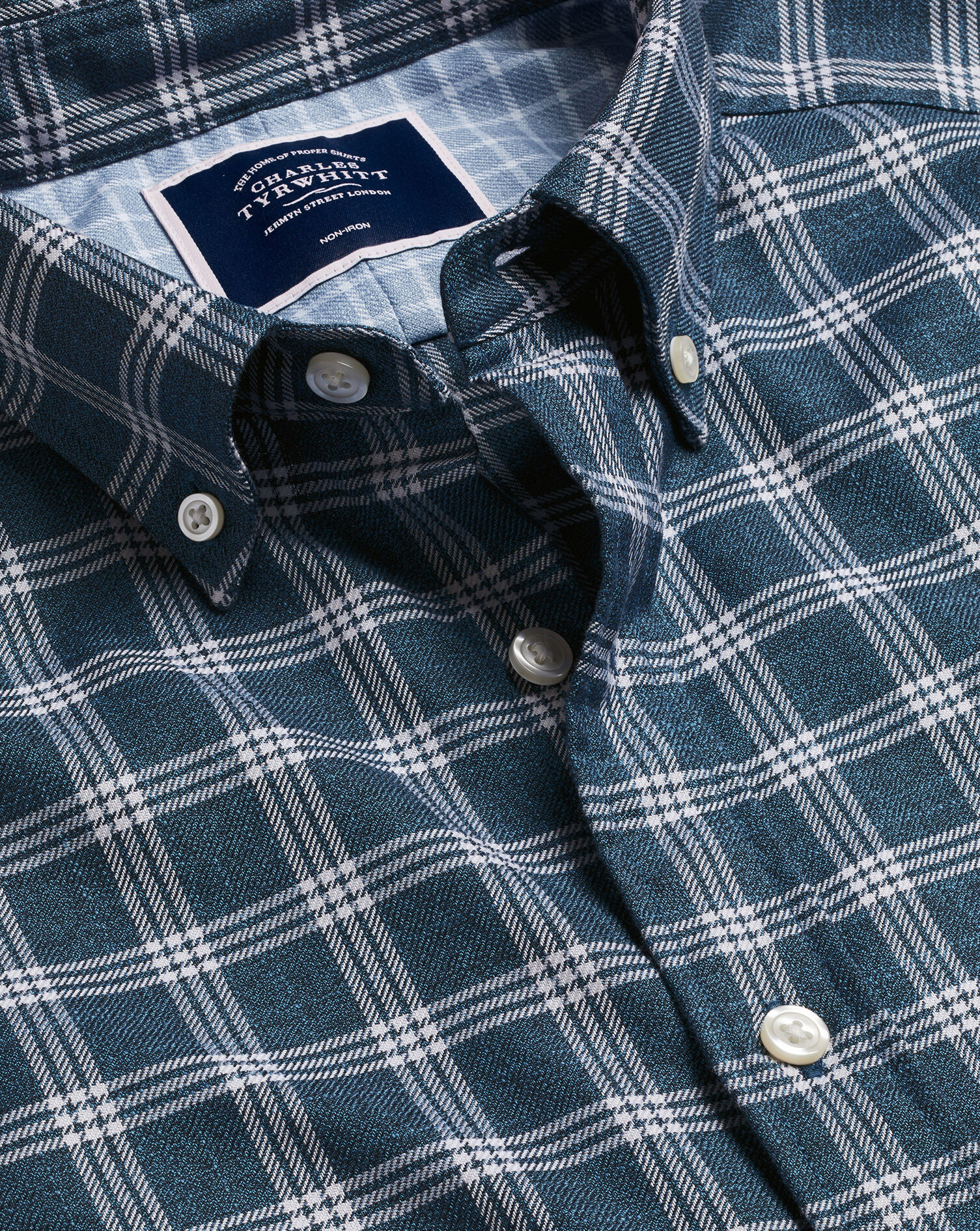 Non-Iron Twill Windowpane Check Shirt 