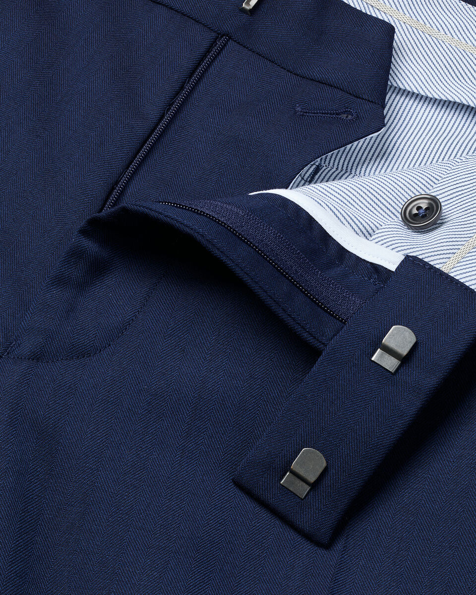 Ultimate Performance Herringbone Suit Trousers - Royal Blue