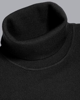 Merino Roll Neck Sweater - Black