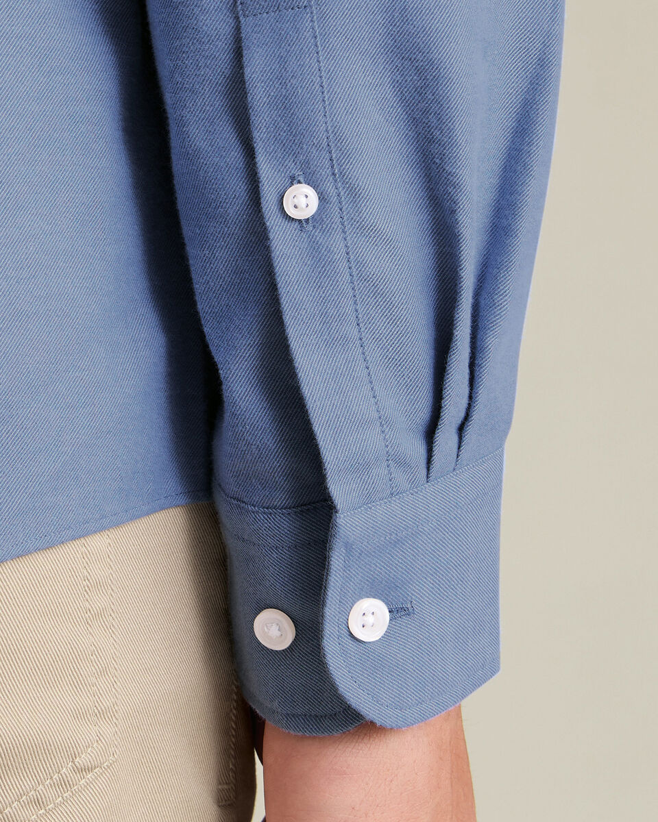 Geborsteld Flanel Overhemd - Denim