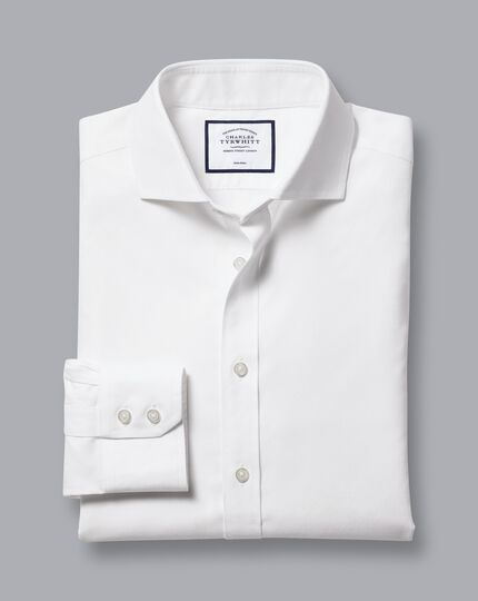 Spread Collar Non-Iron Twill Shirt - White