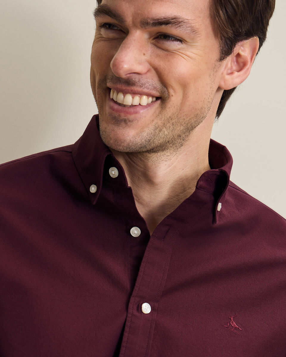 Button-Down Stretch Washed Oxford Shirt - Burgundy