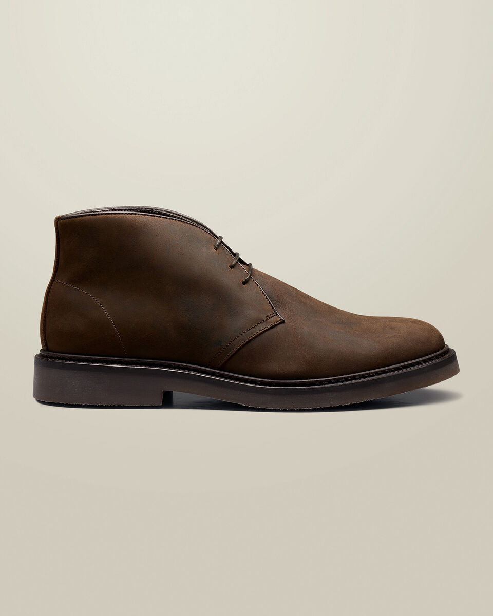 Waxed Leather Chukka Boots - Chocolate Brown