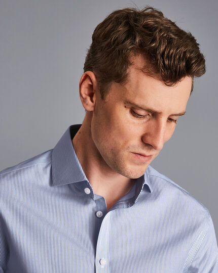 Cutaway Collar Non-Iron Bengal Stripe Shirt - Royal Blue