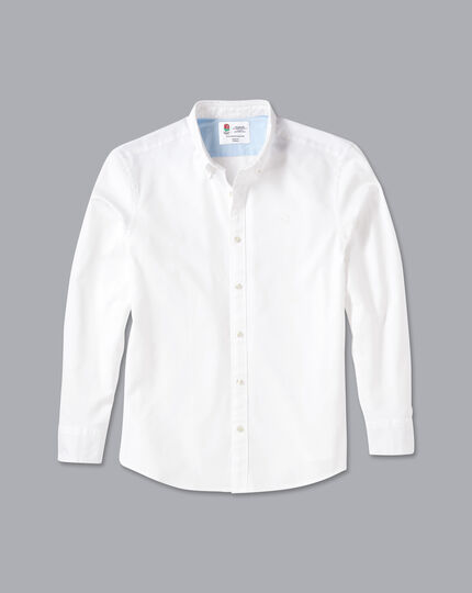 England Rugby Button-Down Collar Washed Oxford Shirt - White