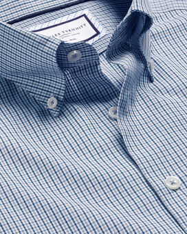 Bügelfreies Hemd mit Button-down-Kragen und Gingham-Karos - Königsblau
