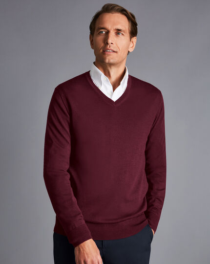 Merino V-Neck Sweater - | Charles Tyrwhitt