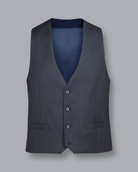 Business Suit Textured Waistcoat - Steel Grey
