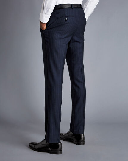 Herringbone Stripe Business Suit Pants - Navy