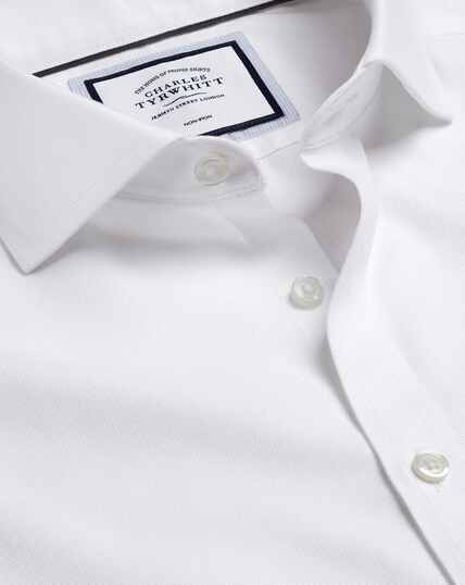 Super Slim Fit Cutaway Collar Non-Iron Ludgate Weave Shirt - White