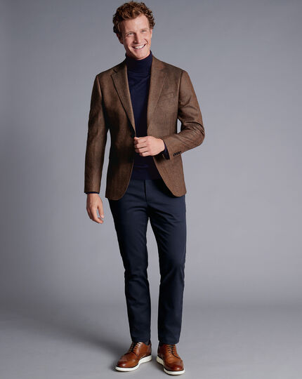 Herringbone Wool Texture Jacket - Rust