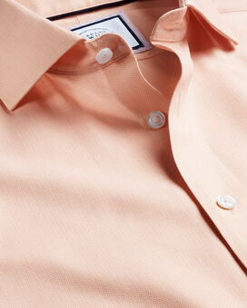 Spread Collar Non-Iron Henley Weave Shirt - Peach
