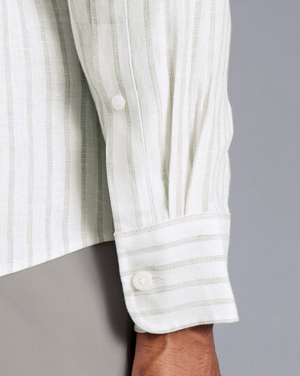 Pure Linen Stripe Shirt - Limestone