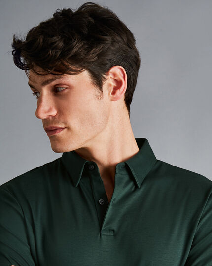 Smart Jersey Long Sleeve Polo - Dark Green