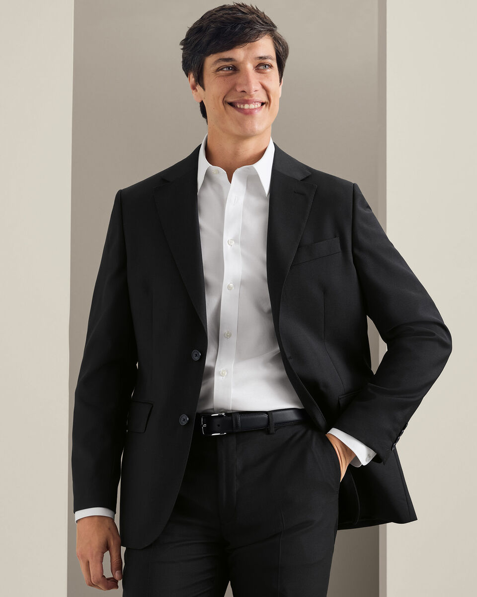 Giacca Da Completo In Twill Elasticizzato Naturale - Nera