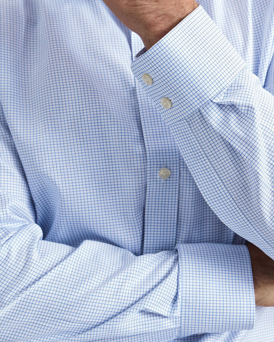Non-Iron Twill Check Shirt - Cornflower Blue