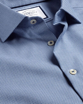 Semi-Cutaway Collar Non-Iron Stretch Texture Shirt - Royal Blue