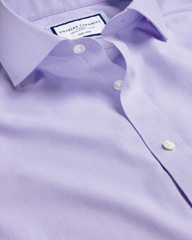 Spread Collar Non-Iron Poplin Shirt - Lilac Purple