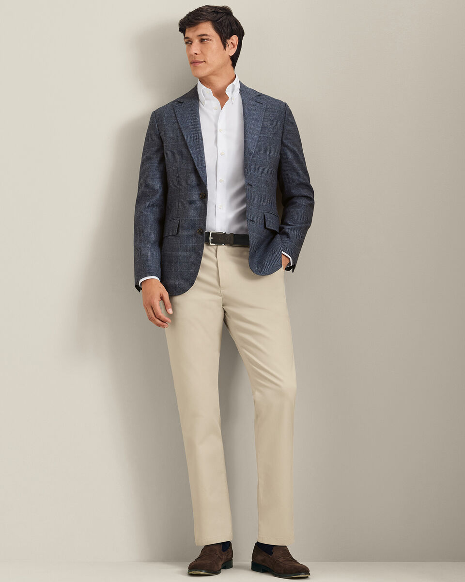 Veste &agrave; carreaux Prince-de-galles en laine textur&eacute;e - Bleu acier