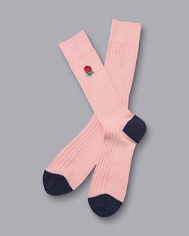 England Rugby Cotton Rib Socks - Light Pink