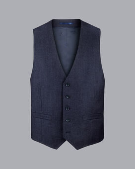 Italian Pindot Suit Vest - Denim Blue