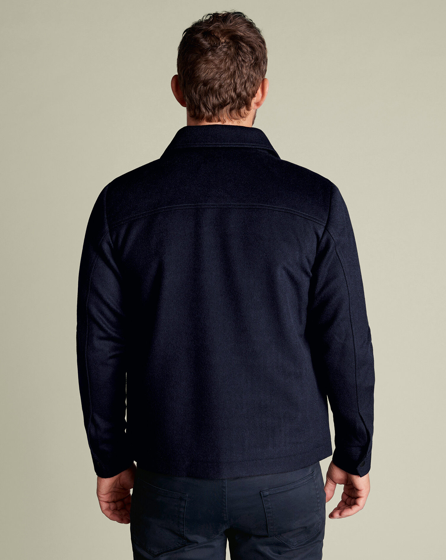 Wool Harrington Jacket - Navy | Charles Tyrwhitt US