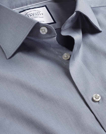 Semi-Cutaway Collar Egyptian Cotton Hampton Weave Shirt - Steel Blue