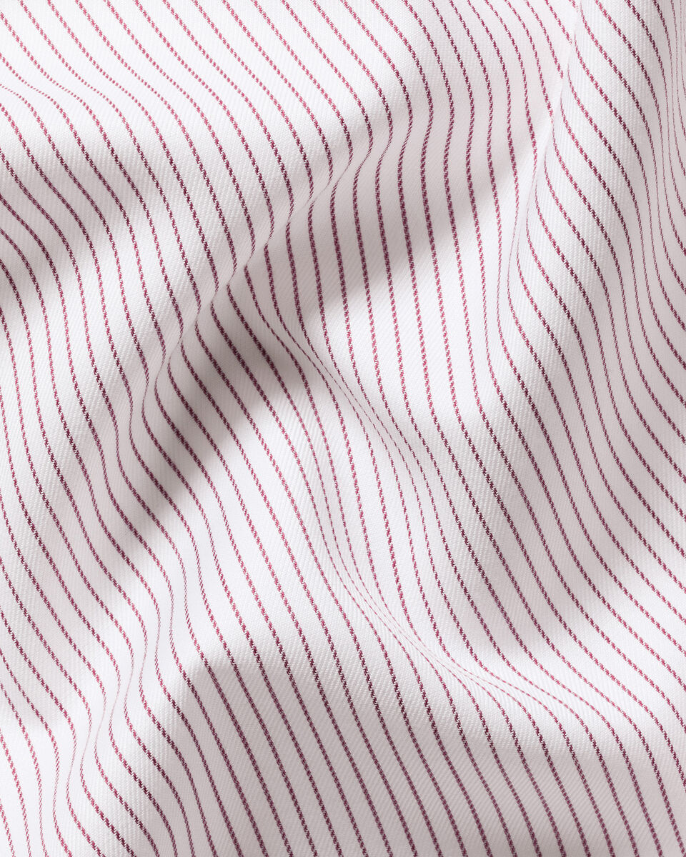 Non-Iron Twill Stripe Shirt - Burgundy