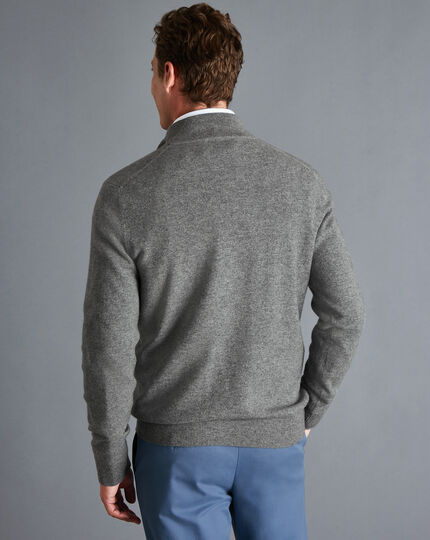 Cashmere Zip Neck Sweater - Grey
